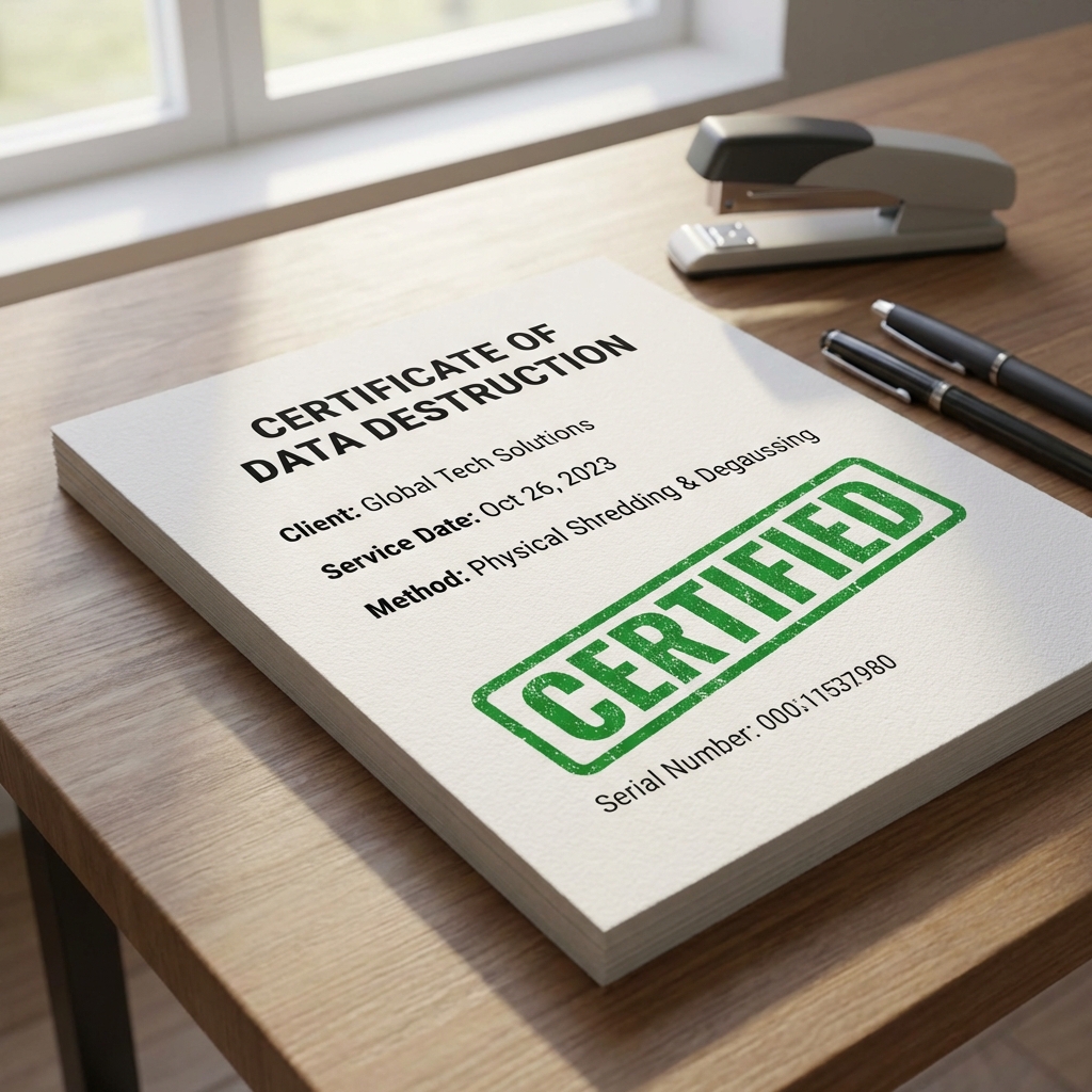 Certificat de destruction de données